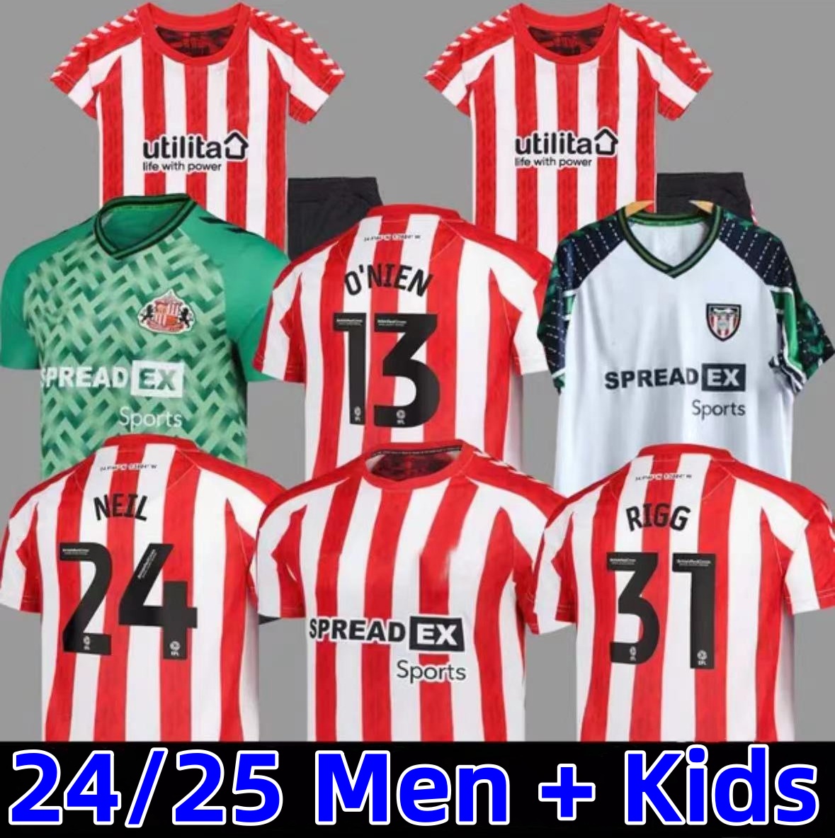 2024 2025 SUNDERLAND Soccer Jersey SIMMS STEWART ROBERTS CLARKE AMAD DAJAKU EMBLETON EVANS O'NIEN GRAY PRITCHARD 24 25 Home Away football shirt Men Kids Kit uniform