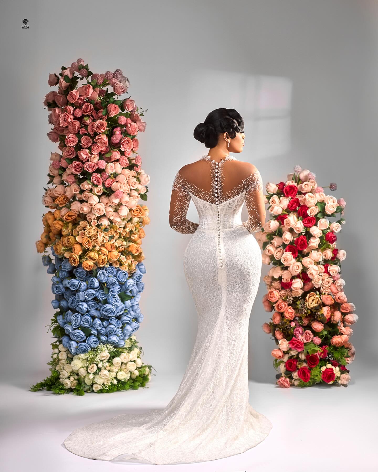 2024 Arabic Aso Ebi Plus Size Ivory Mermaid Wedding Lacefull Long Sleeves Beaded Vintage Bridal Gowns Dresses