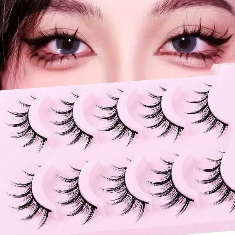 5 Pairs Natural Long Cat Eye False Eyelashes Cosplay Makeup Cross Strip Eye Lashes Handmade Manga Lashes Extension Mink CiliosXJ250116
