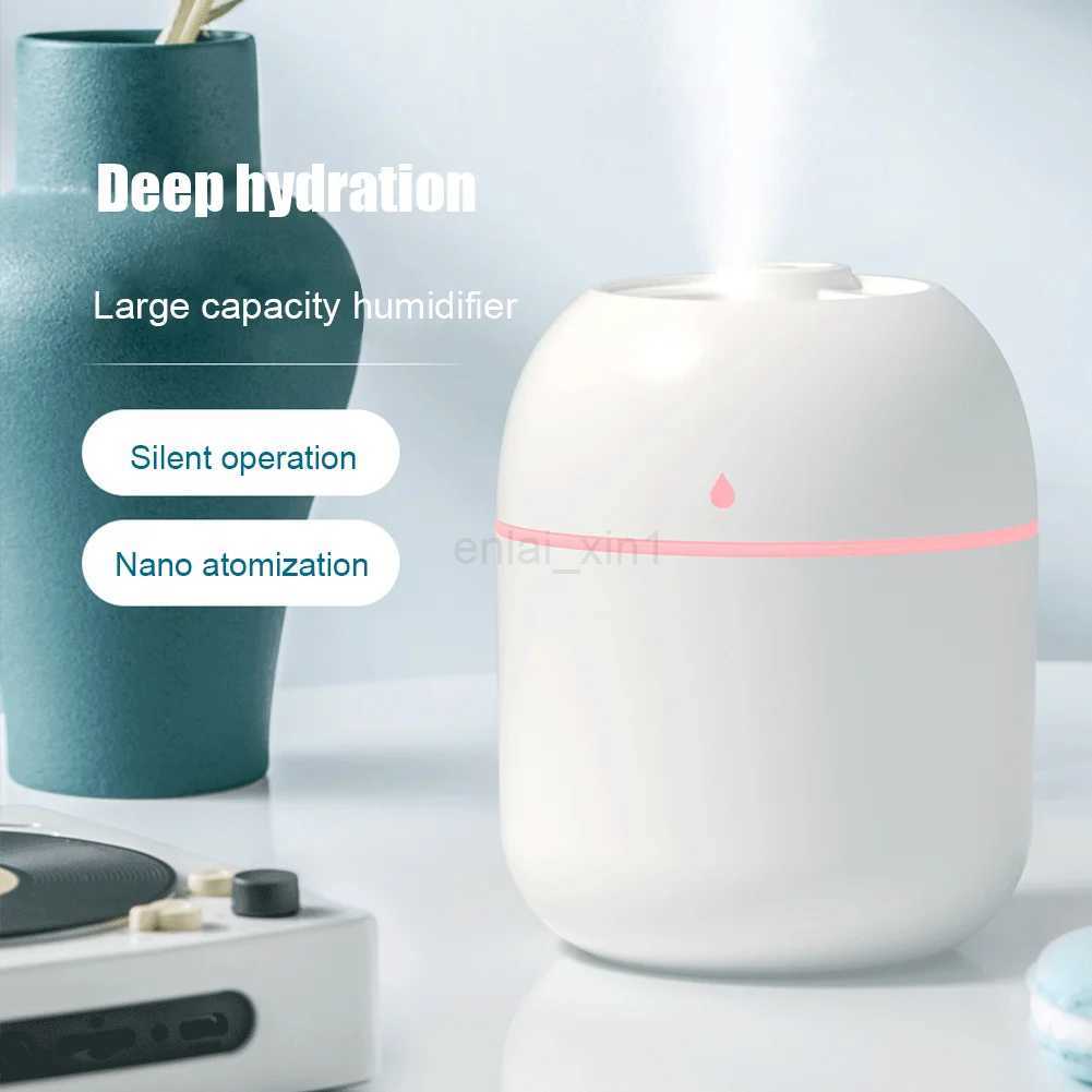 220ML Air Humidifier Ultrasonic Mini Car Aroma Diffuser Portable USB Essential Oils Purifiers LED Lamp Home Fragrance Products Y240806
