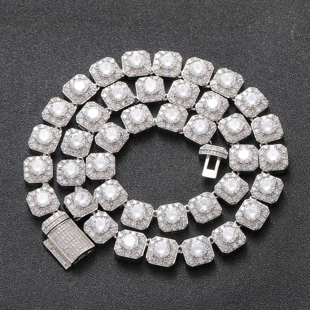 Wholesale 10mm VVS Moissanite Chain Iced Out Women Fine Jewelry Tennis Necklace