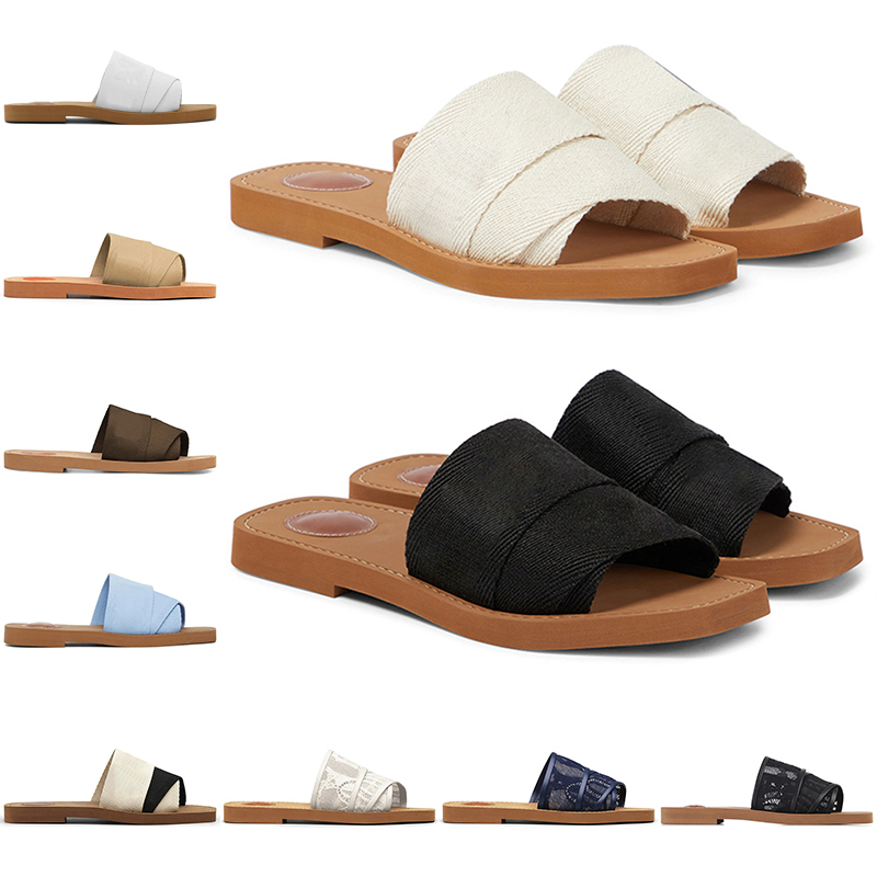 Sandals Woman's Woody Flat Mule Slippers Designer Famous Womens Slides Summer Black White Beige Pink Sandels Lidies Office Platform Sandales
