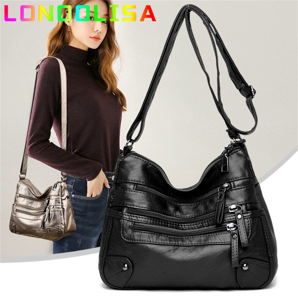 High Quality Women's Soft PU Leather Shoulder Bags Multi-Layer Pockets Classic Crossbody Bag Luxury Designer Handbags and Purses