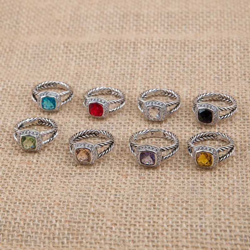Jade Angel Copper Minimalist Ring 7mm Artificial Geometry Black Agate Zircon Fashion Design Womens Engagement Ring David Jewelry W240802