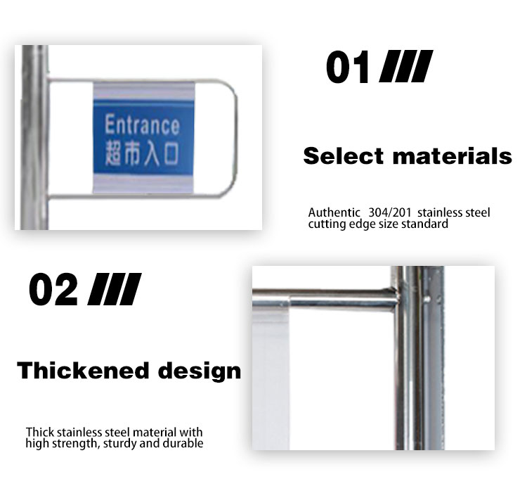 Luxury Supermarket entrance one-way door stainless steel in and out of the mouth only into the swing gate prohibited