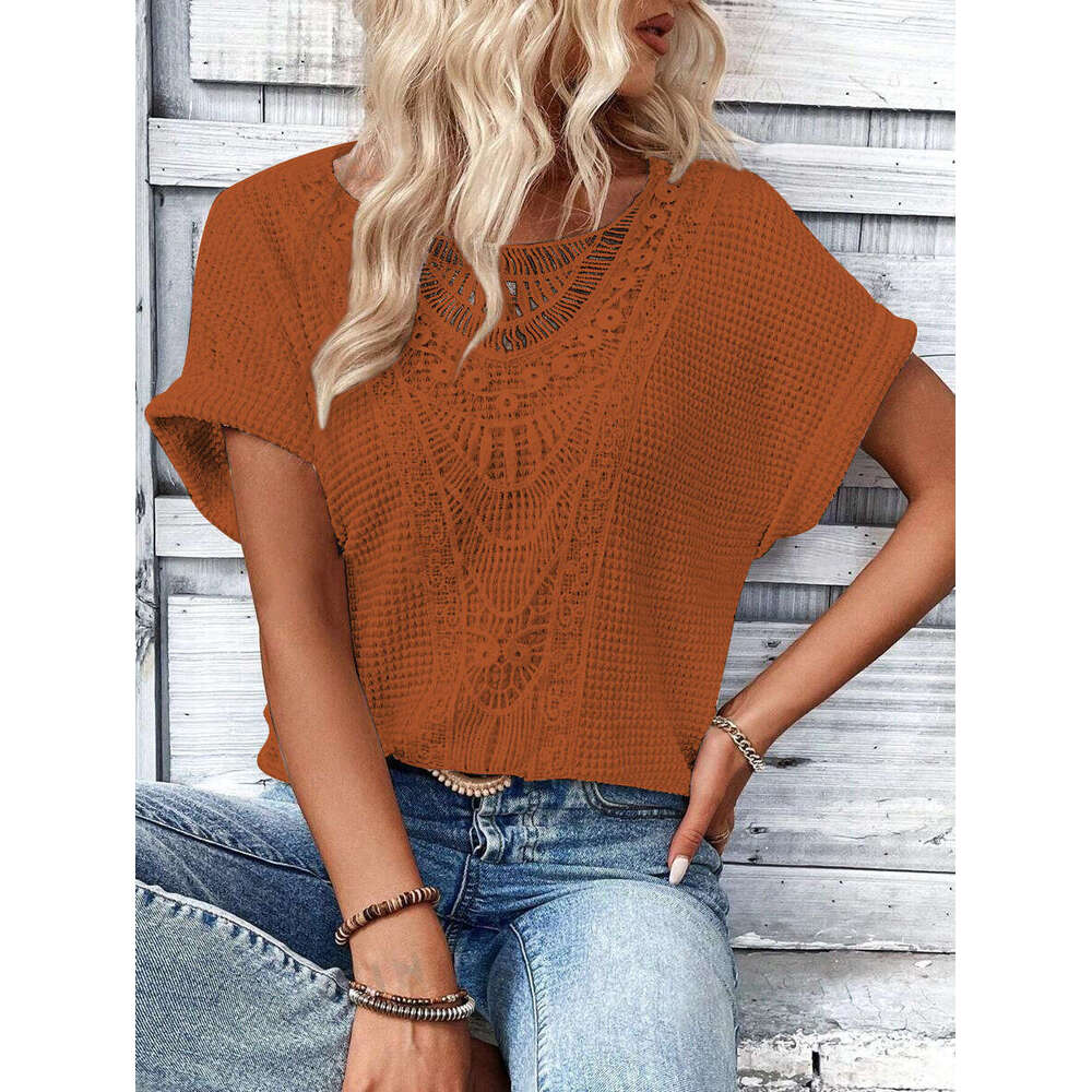 Womens Tops T Shirt Women Shirt Women New Merchandise Female Short-sleeved Fashion Slim Crop Top Casual O Neck Turtleneck Plaid Skinny Base Man Woman 