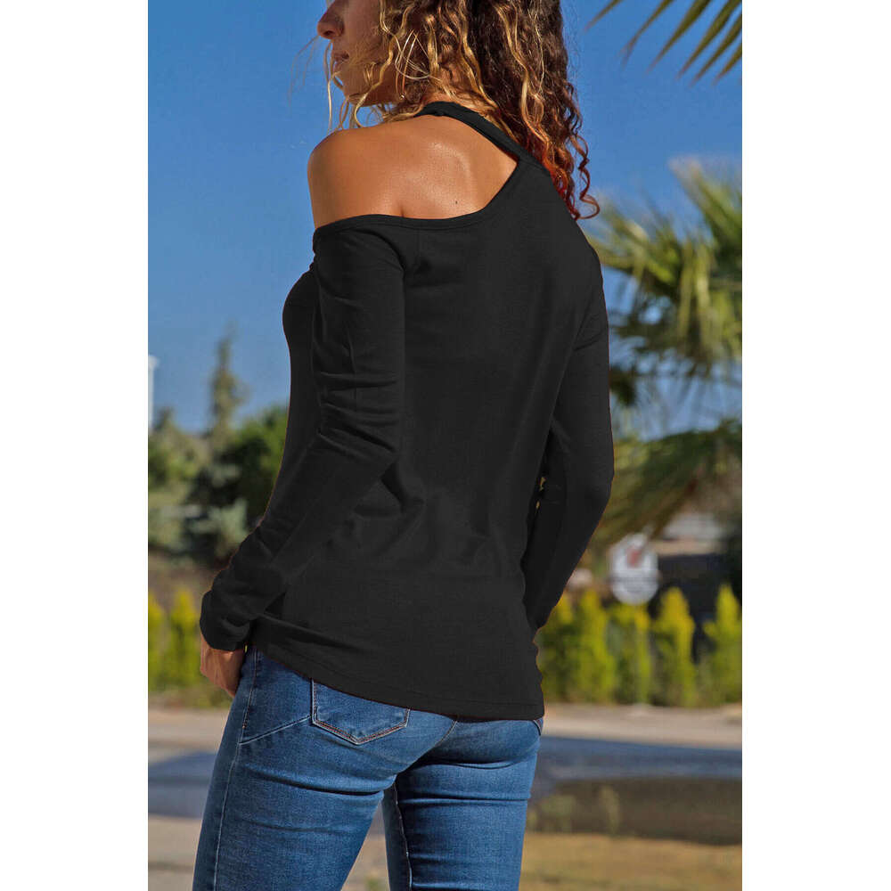 New Merchandise Fashion Retro Hollow Out Slim Top Female Long Sleeve Tee Shirts Print Tshirt Womens Stripe Street Activity Crop Tops2 Womens T Shirt C