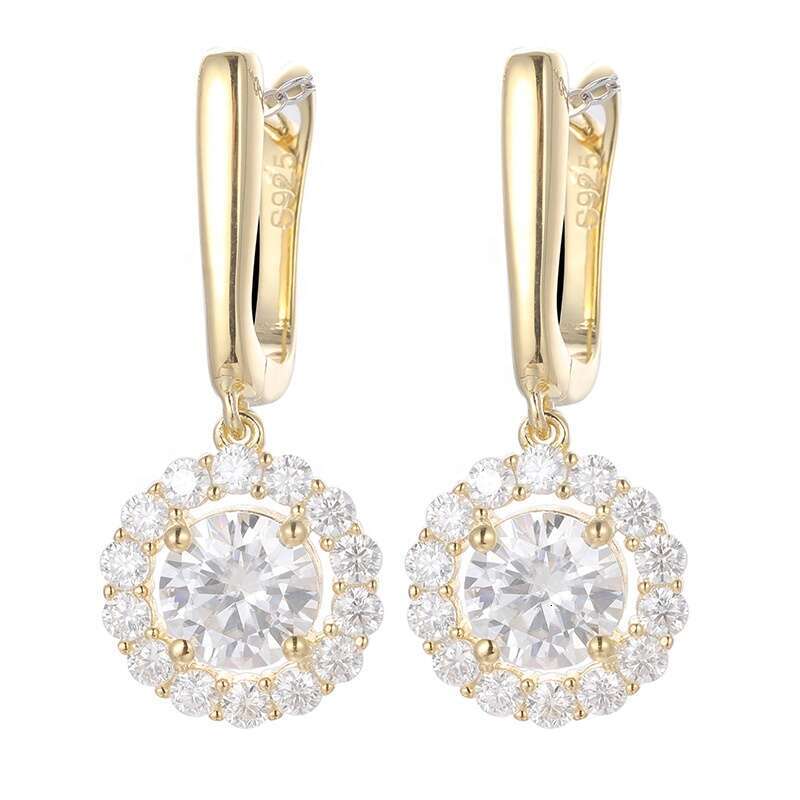 Classic Original Moissanite Hoop Elegant Dazzg For Women Round Dia Drop Earring With Gra Sier Fine Jewelry