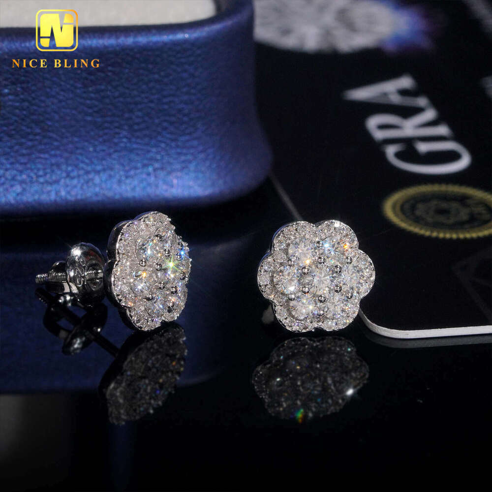 Elegant Dazzg Trendy wer 10MM Moissanite Dia Ear Studs For Men Women Hip Hop Jewelry Fine Earrings 10K Solid Gold