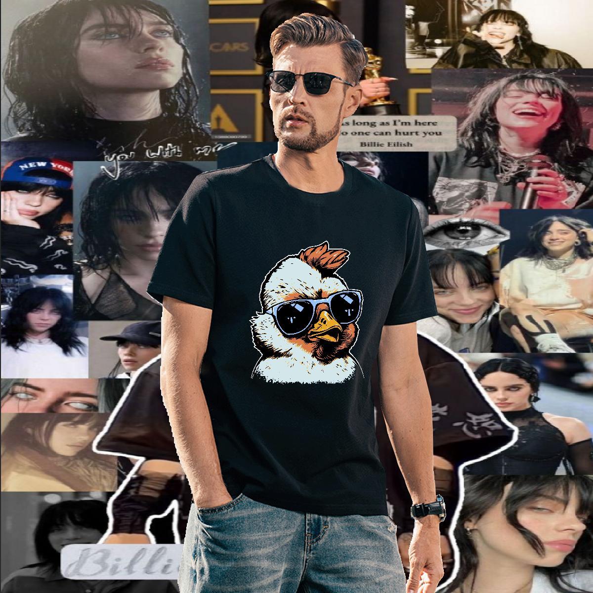 New Designer Men T Shirts 230g 100% Cotton chicken Summer Casual Tshirts Crew Neck Breathable TOP Quality Tshirt for Man Woman Black White