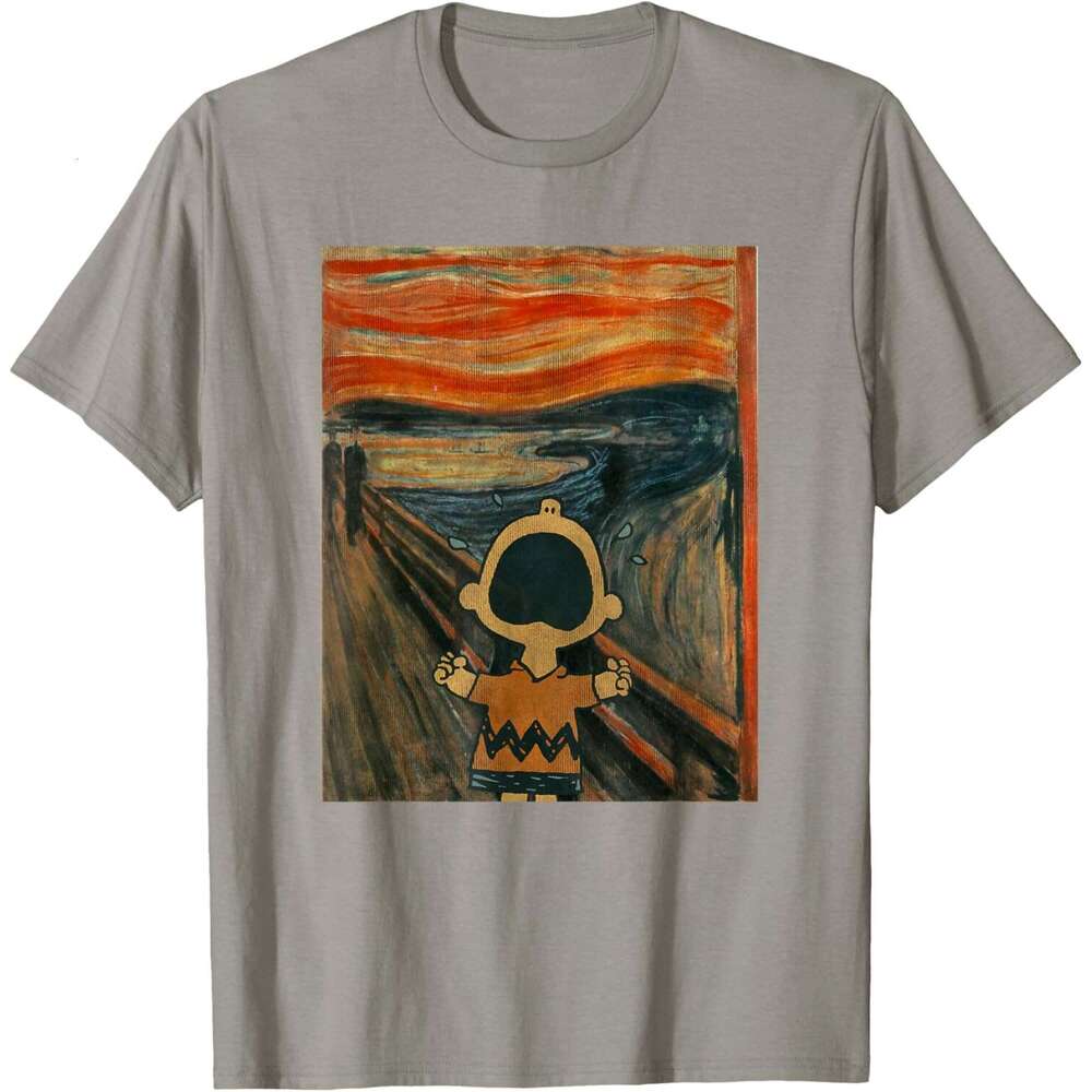 T shirt Mens Charlie Brown Scream Artsy T-Shirt shirts tshirt graphic tee Casual tops summer clothes Short sleeve Free shipping