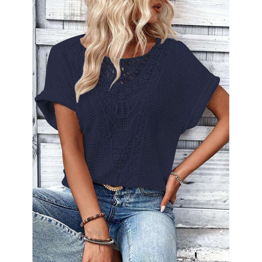 Womens Tops T Shirt Women Shirt Women New Merchandise Female Short-sleeved Fashion Slim Crop Top Casual O Neck Turtleneck Plaid Skinny Base Man Woman 