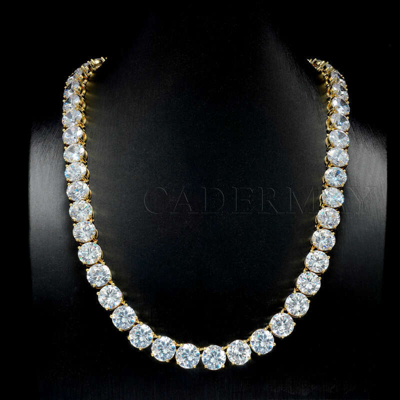 Cadermay Fashion Gold Cluster Link 10mm S Iced Out Moissanite Tennis Chain Women Men Gift