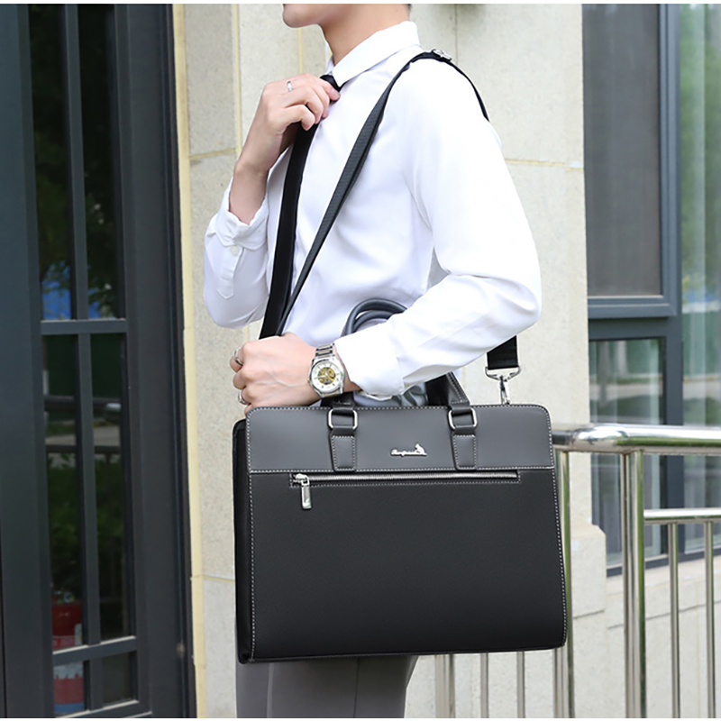 Male Briefcase PU Leather Bag Men Laptop Executive Designer Handbag Shoulder Business Male Messenger Bag Portfolio for Document