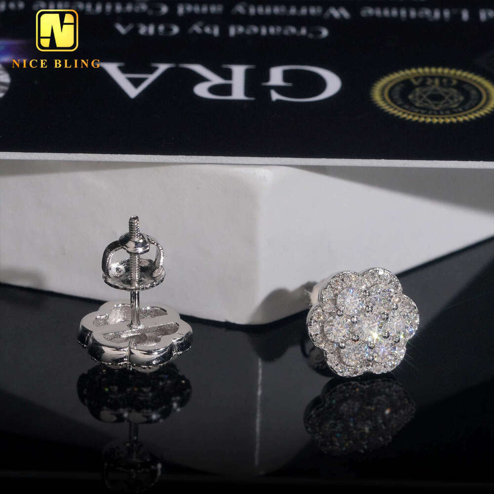 Elegant Dazzg Trendy wer 10MM Moissanite Dia Ear Studs For Men Women Hip Hop Jewelry Fine Earrings 10K Solid Gold