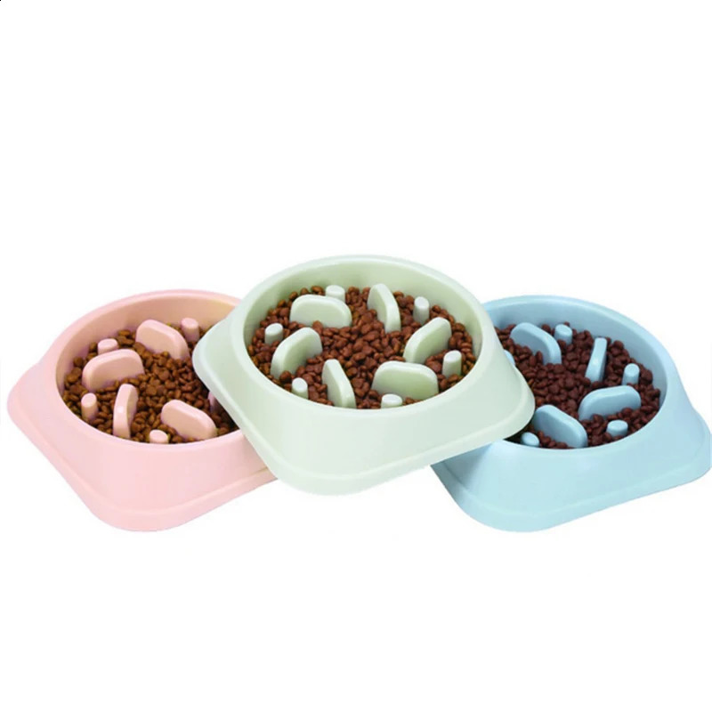 Pet Dog Slow Feeder Plastic Anti Choking Puppy Cat Eating Dish Bowl Anti-Gulping Food Plate 240802 26W0330