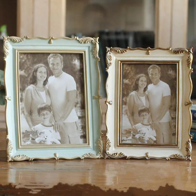 2026 5Inch 6Inch 7Inch European Style Resin Gold Edge Po Picture Frame Desktop Ornaments Office Home Decor 240802 H260306