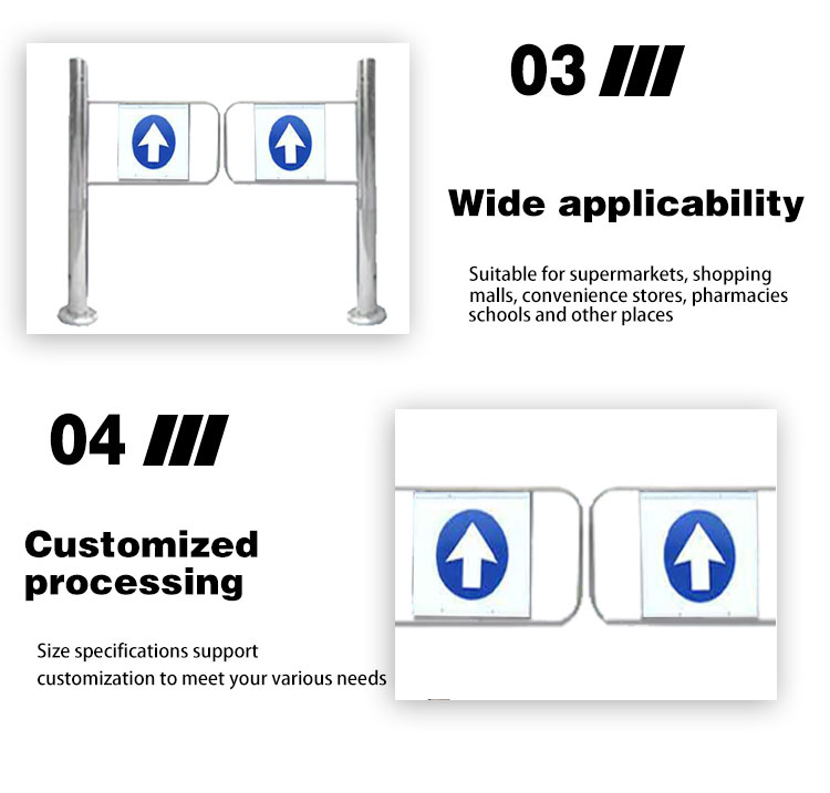 Luxury supermarket entrance one-way stainless steel door entrance and exit allow entry only swing door
