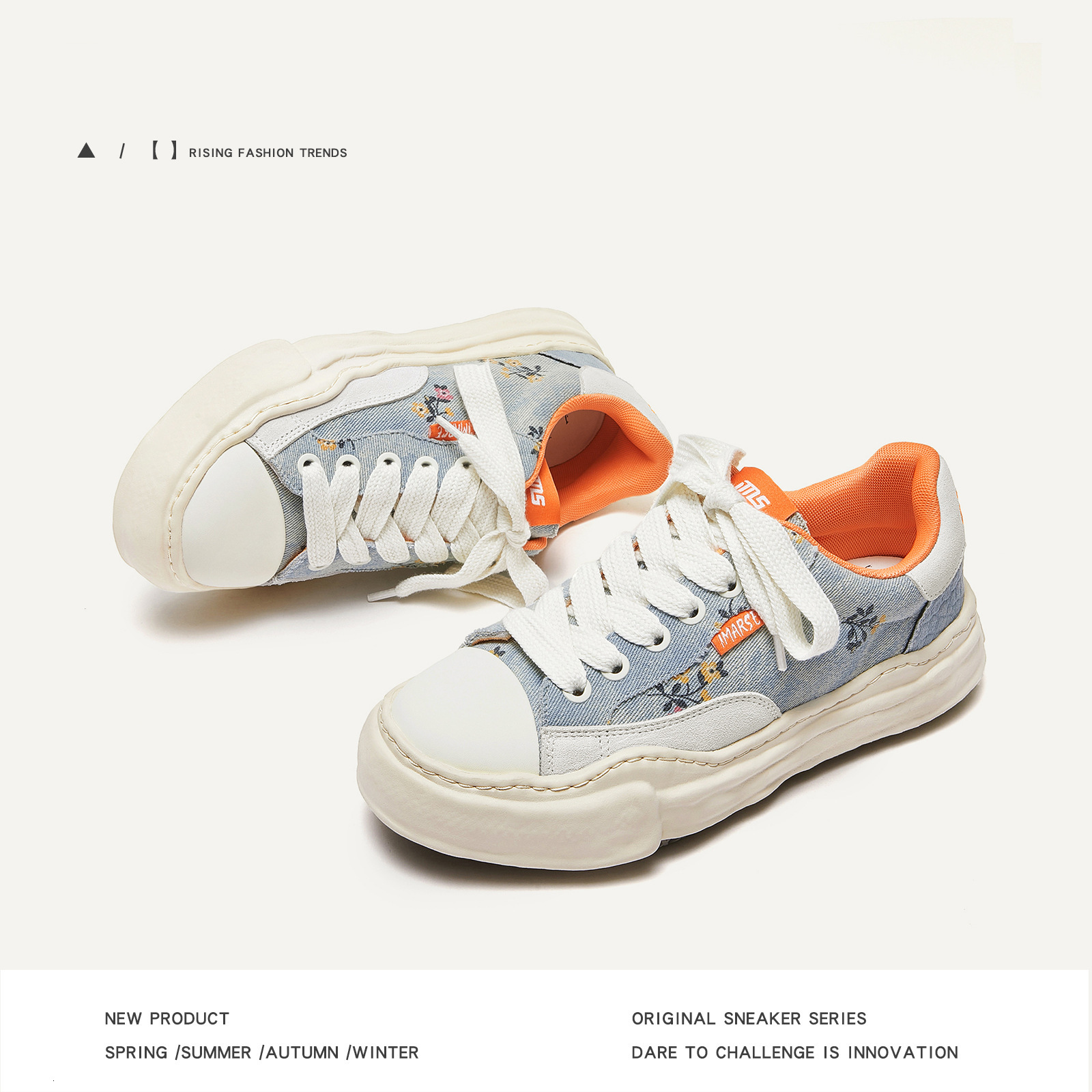 ddmynov Guochao Water Washing Denim Graffiti Casual For Men And Women Couples Thick Soled Igh Tide Shoes Outdoor