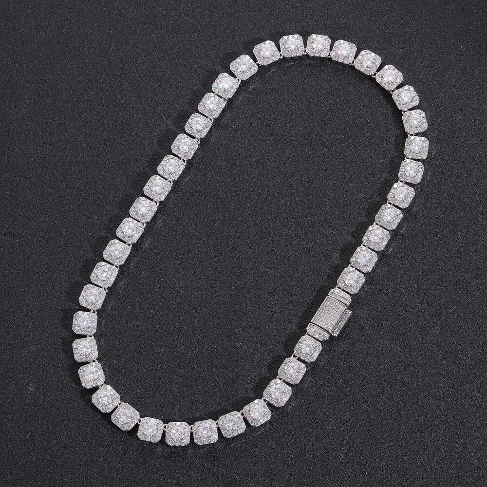 Wholesale 10mm VVS Moissanite Chain Iced Out Women Fine Jewelry Tennis Necklace