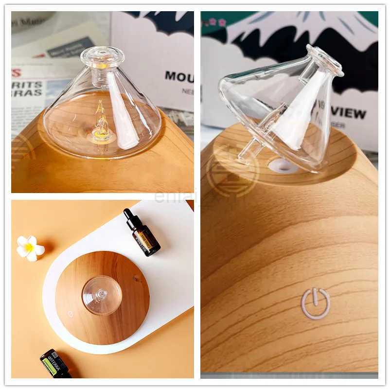 Waterless Nebulizing Essential Oil Diffuser USB Chargable Glass Aromatherapy Diffuser with Colorful LED Light for Home Office Y240803