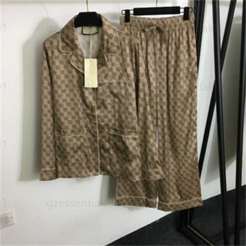 Womens Sleep Lounge Pajamas Sets Tops Sleepshirts And Sleep Pants Lapel long sleeves Loose shirt Soft smooth pants home wear clothing Designer women clothes