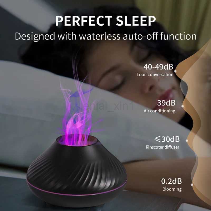 KINSCOTER Volcanic Aroma Diffuser Essential Oil Lamp 130ml USB Portable Air Humidifier with Color Flame Night Light Y240806