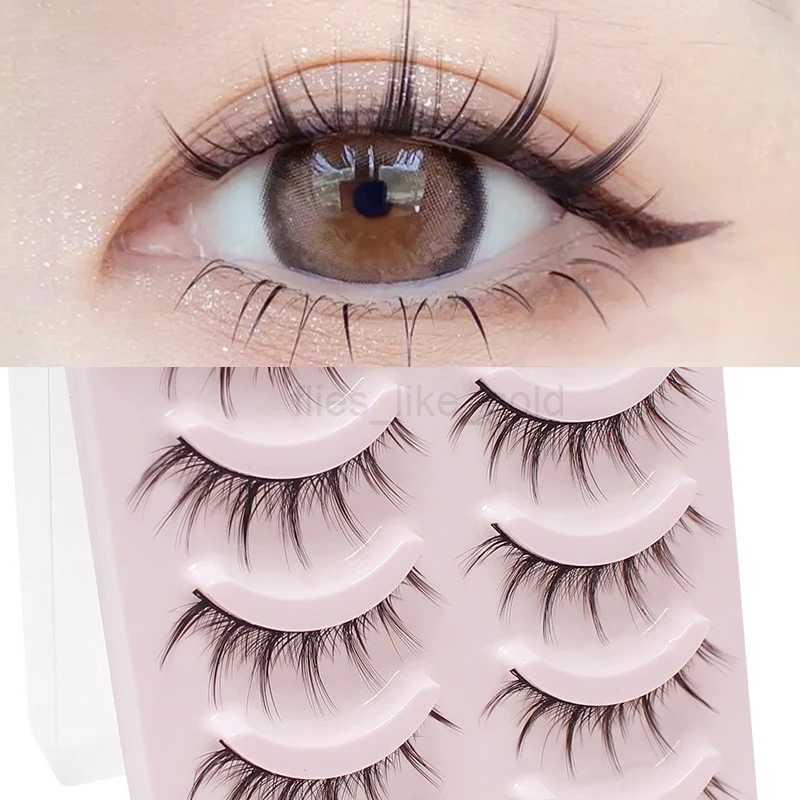 DINGSEN False Eyelash Animation Eyelash 5 pairs of Little Devil Eyelash Natural Daily Makeup Manga Eyelash Transparent Strap Eyelash W240803