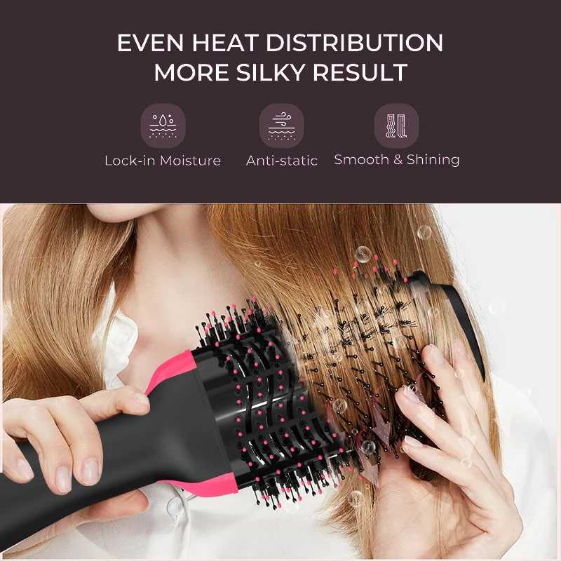 Lisa Pro 2-in-1 hair dryer and volume straightener hot air brush curling iron for beauty and healthy styling W241214