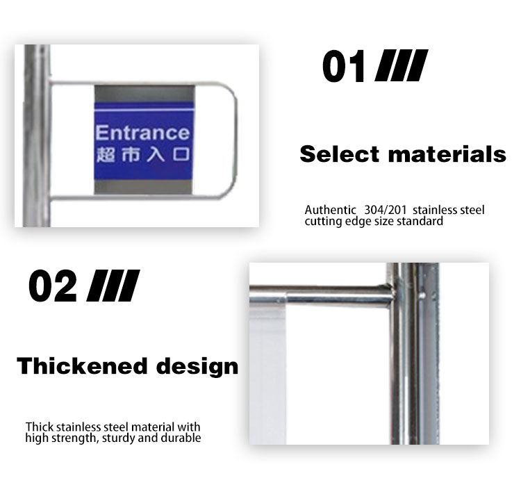 Supermarket entrance one-way door stainless steel in and out of the mouth only into the swing gate prohibited