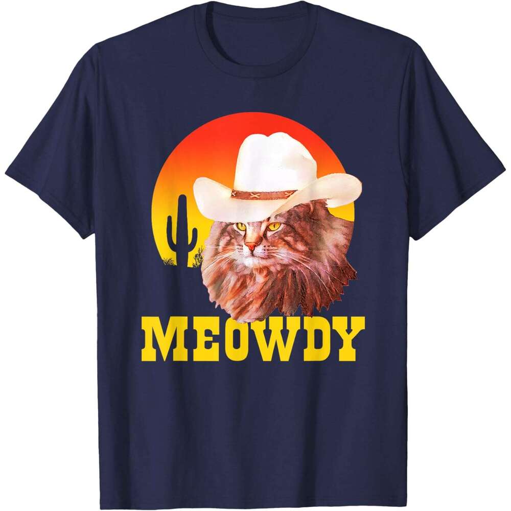 T shirt Mens Meowdy Funny Country Music Cat Cowboy Hat Vintage T-Shirt shirts tshirt graphic tee Casual tops summer clothes Short sleeve Free shipping