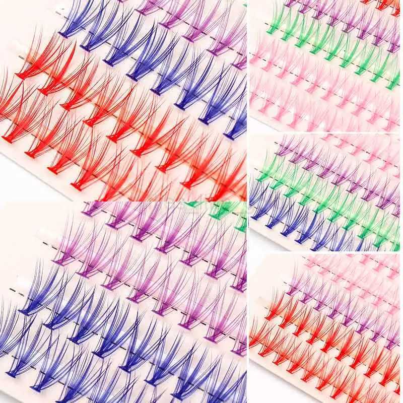 JMER Blue Purple Mixed Color Lash Clusters Lash Extension Natural Soft Volume Effect Artificial Rabbit Personal Makeup Cilias W240803