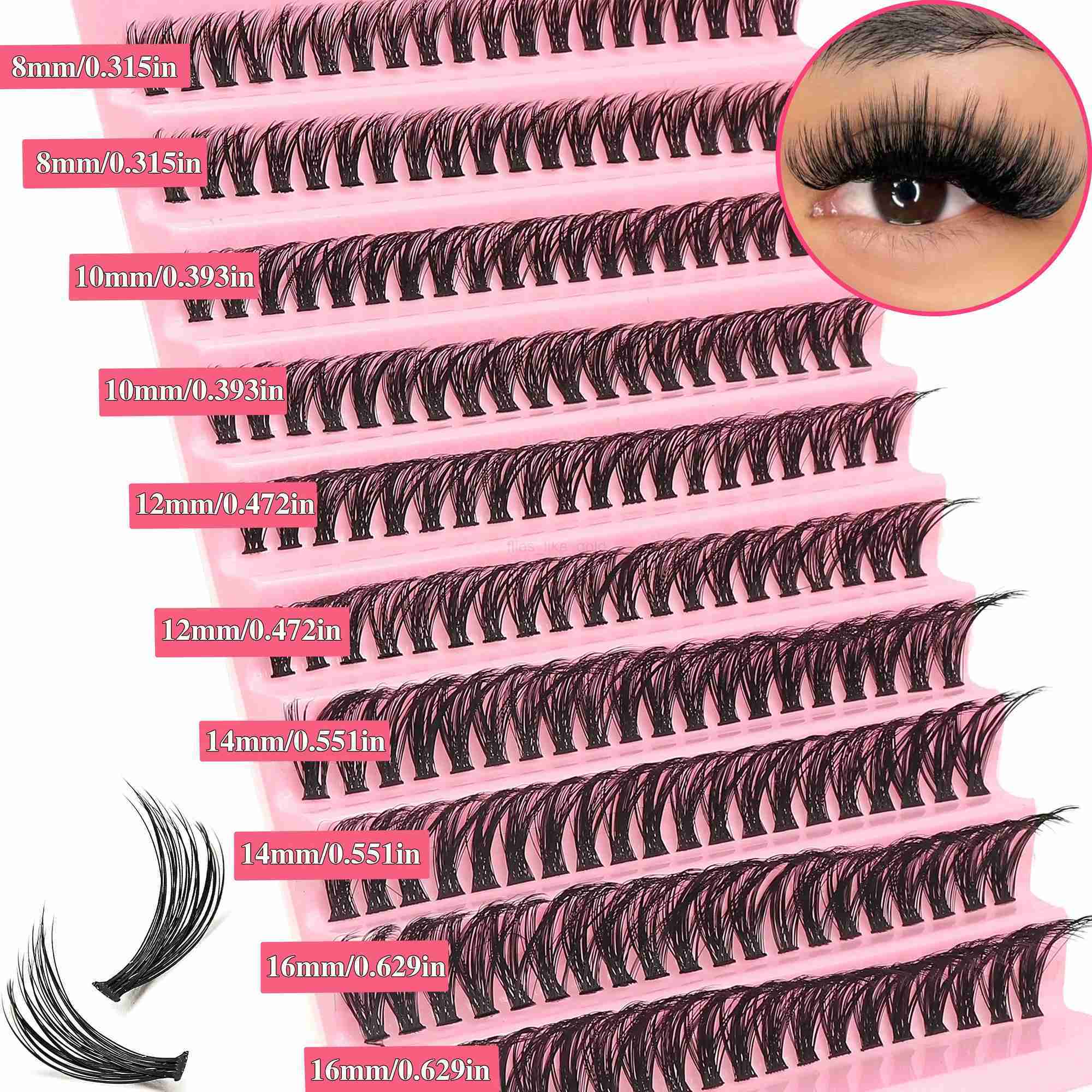 40D Fluffy Dramatic D Curled Eyelash Extension 0.05mm Thick DIY Cluster False Eyelash Set Reusable Mixed Length 9-16mm W240803
