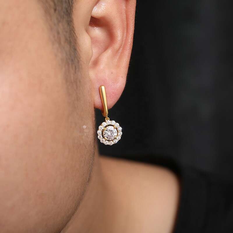 Classic Original Moissanite Hoop Elegant Dazzg For Women Round Dia Drop Earring With Gra Sier Fine Jewelry
