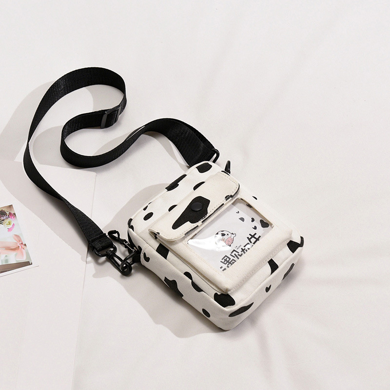 Mini Shoulder Crossbody Bag for Women 2023 Kawaii Cute Cow Canvas Female Student Small Messenger Korean Fashion Phone Bag Purses