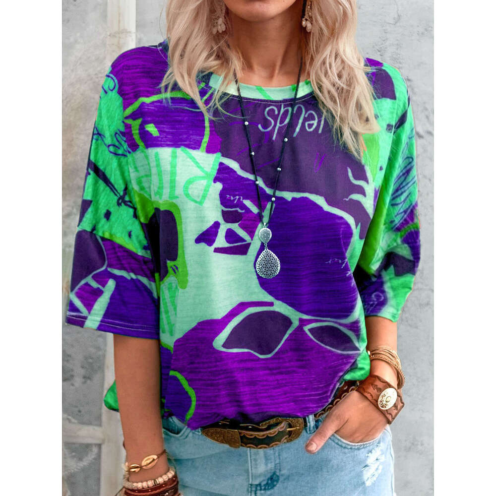 T Shirt Women Women Clothes Best Saller New Merchandise Short-sleeved Fashion Retro Harajuku Print Vintage Bottoming Womens Stripe Skinny Base Solid T