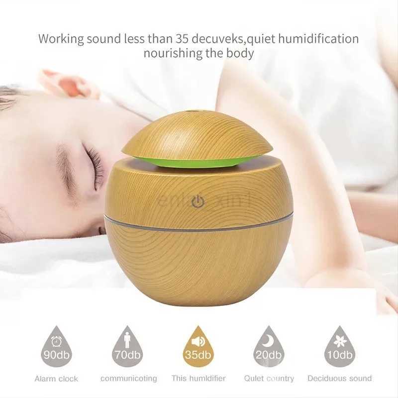 Home Wood Grain Air Humidifier Purifier Aroma Diffuser USB Ultrasonic Cool Mist Sprayer Essential Oil Fragrance Y240806