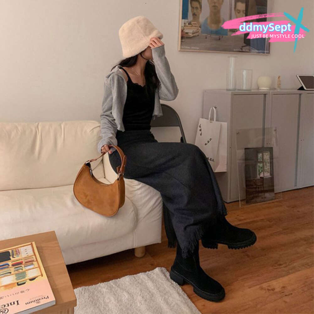 Women Vintage Crescent-shaped Shoulder Versatile Satchel Hobo Casual Small Armpit Suede Tote Bag Fall Winter Purse H7.2#16 ddmySept