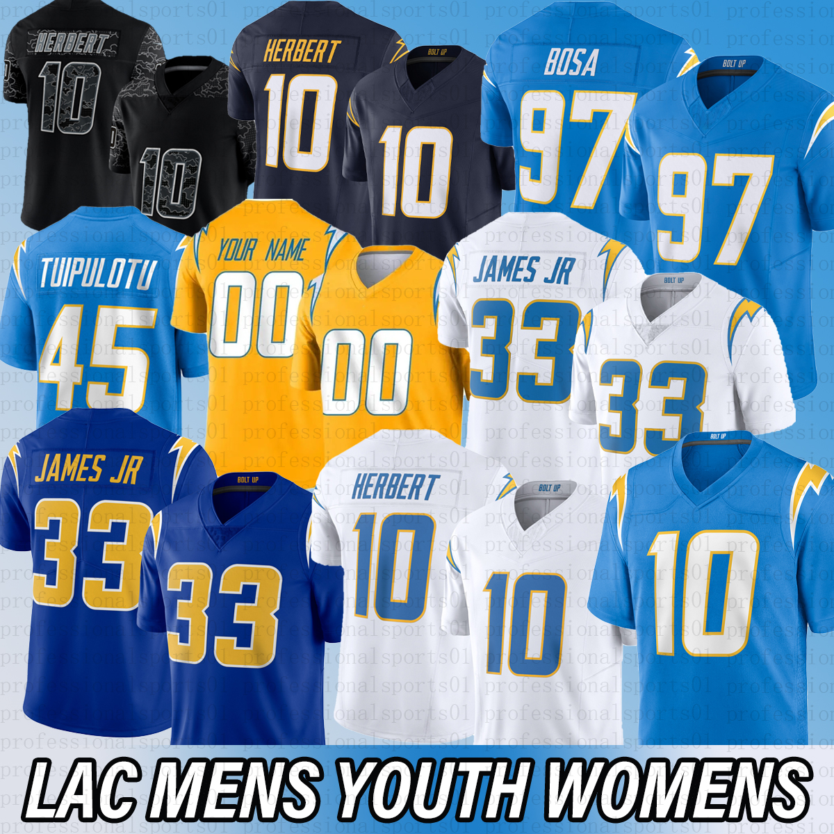 Los Angeles city la ChargersS jersey Justin Herbert 15 Ladd McConkey Derwin James Joe Alt Joey Bosa LaDainian Tomlinson Khalil Mack Will Dissly Football Jerseys