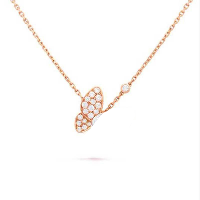 necklace Designer Jewelry Two butterfly Pendant Necklaces for women rose gold dia Red Bule White Shell stainless steel platinum Wedding gift wholesale