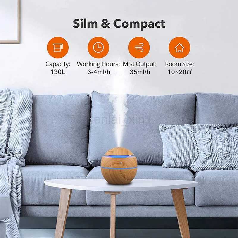 Humidifier Electric Air Aroma Diffuser Wood Ultrasonic Air Humidifier Essential Oil Aromatherapy Cool Mist Maker for Bedroom Y240806