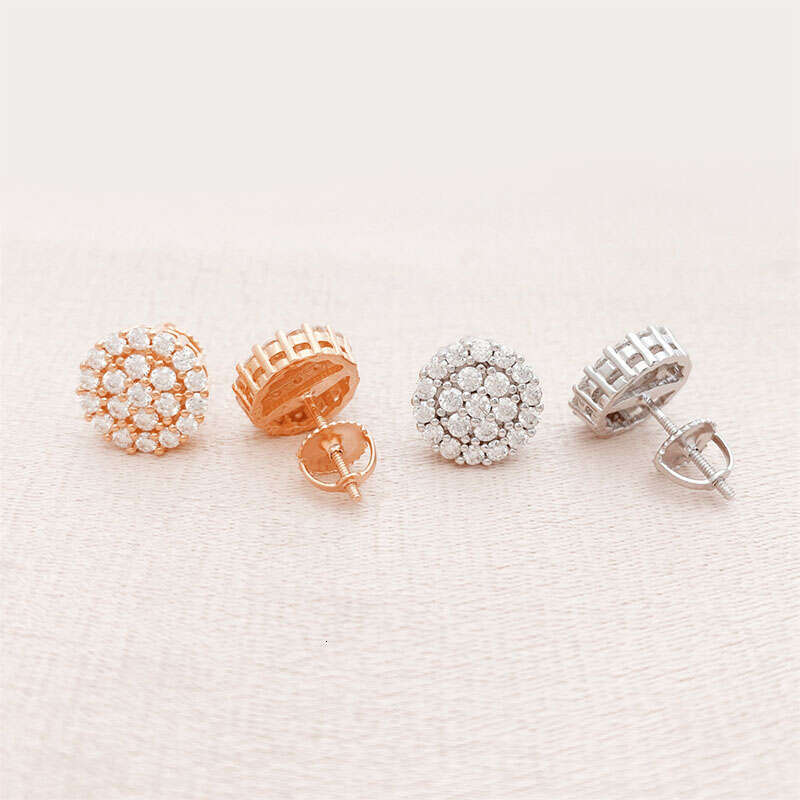 Trend Sier Moissanite Stone studs Personality hiphop hipster hip hop Earrings