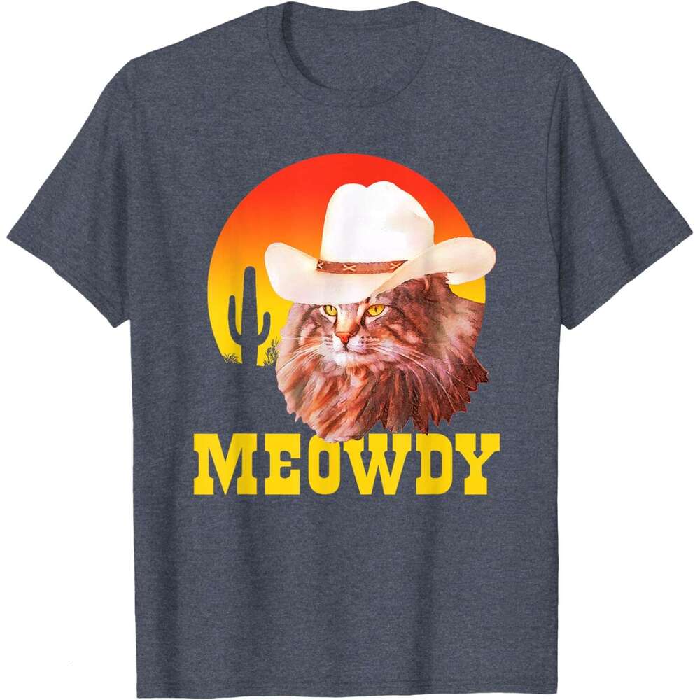 T shirt Mens Meowdy Funny Country Music Cat Cowboy Hat Vintage T-Shirt shirts tshirt graphic tee Casual tops summer clothes Short sleeve Free shipping