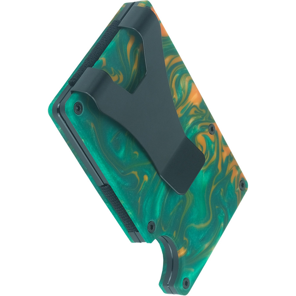 Indispensable Credit Card Holder RFID Blocking Aluminum Business Thin Lettering Wallet Resin Style Moeny Clip For Man Luxury VIP