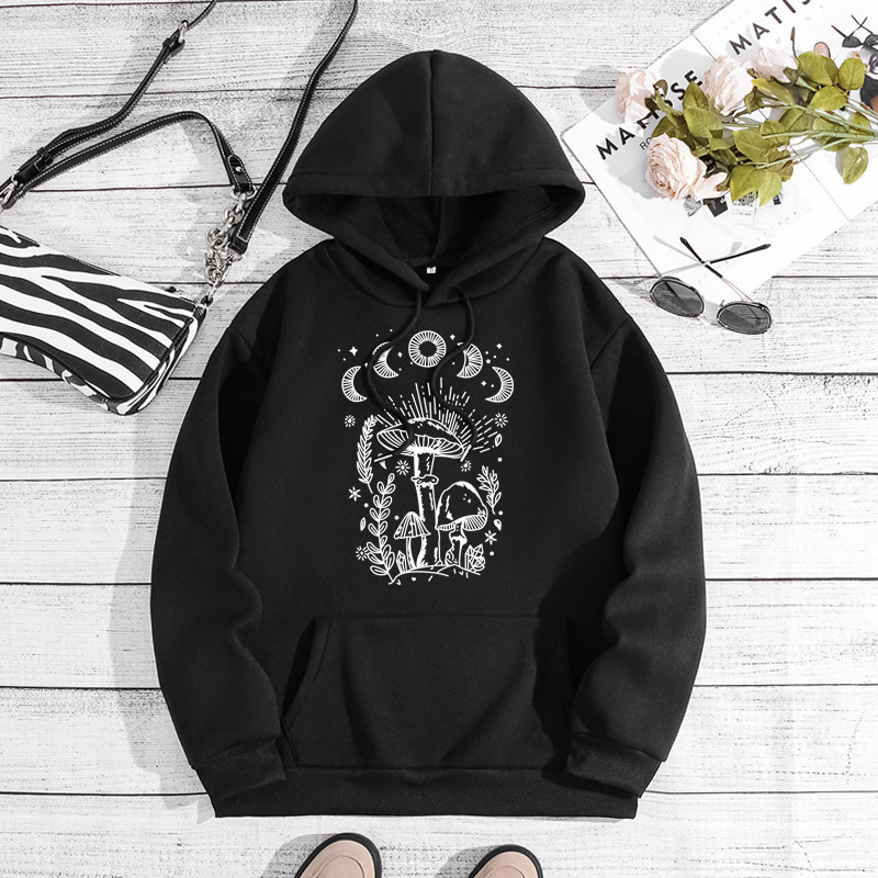 Autumn and winter new letter fashion printed back collar with fleece hooded sweatshirt for women