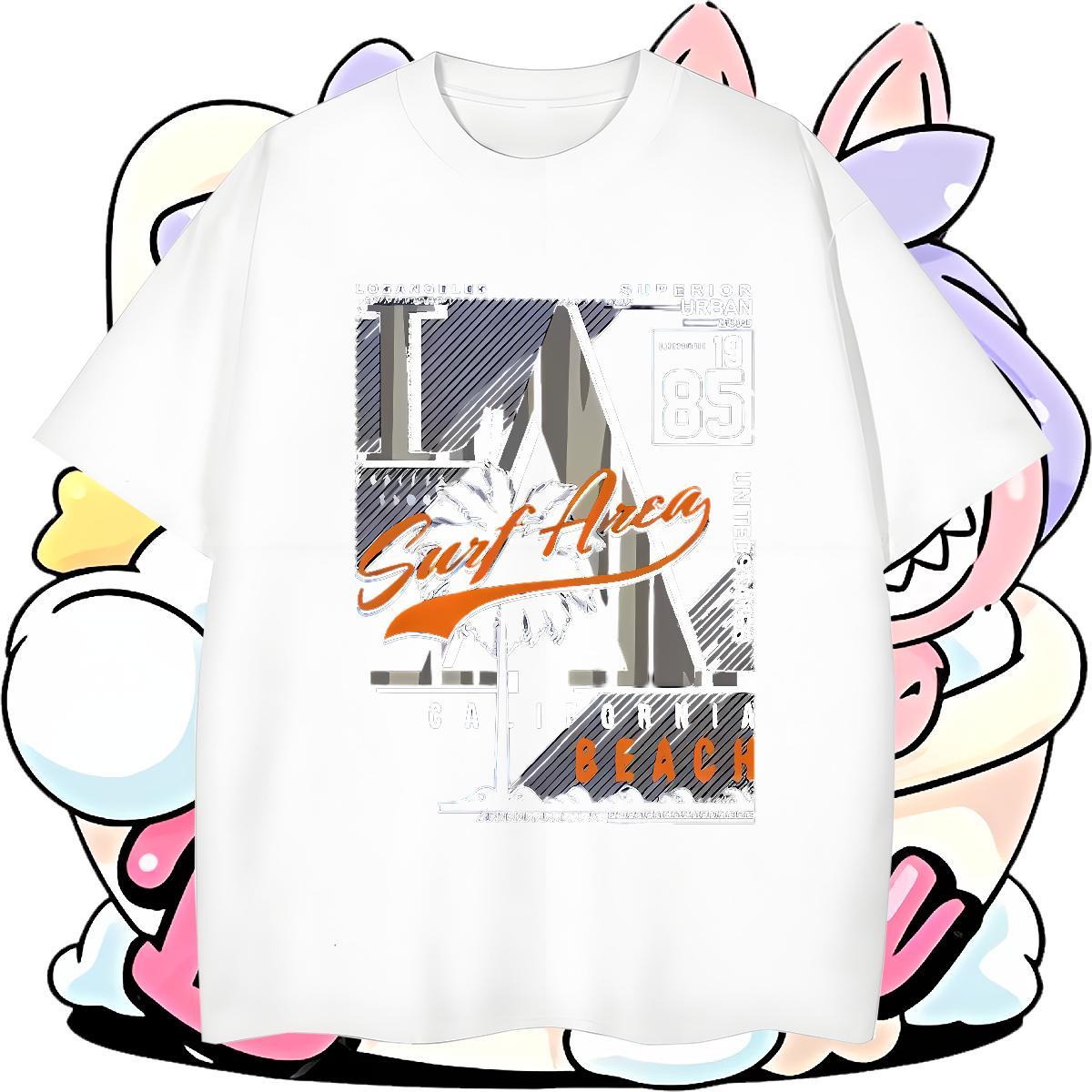 Classic Tshirts Street Casual 230g 100% Cotton Anime Print Breathable Crew Neck letter T-Shirts for Men New Arrival Top Tees