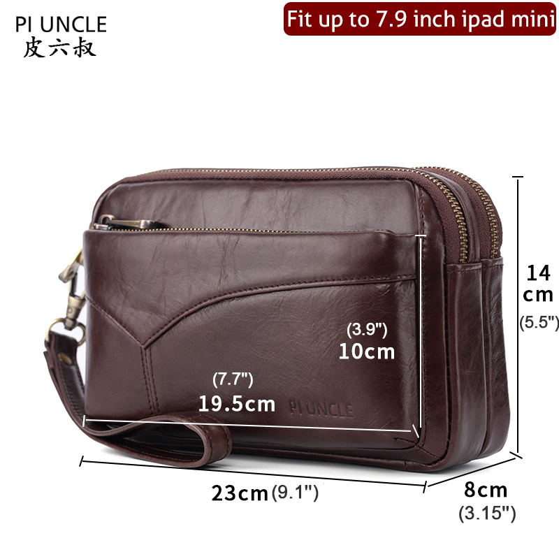 Men Vintage Cowhide Money Purse Business Long Wallet Clutch Bags Mobile Phone Case Cigarette Cell Phone Pouch Male Handy Bag
