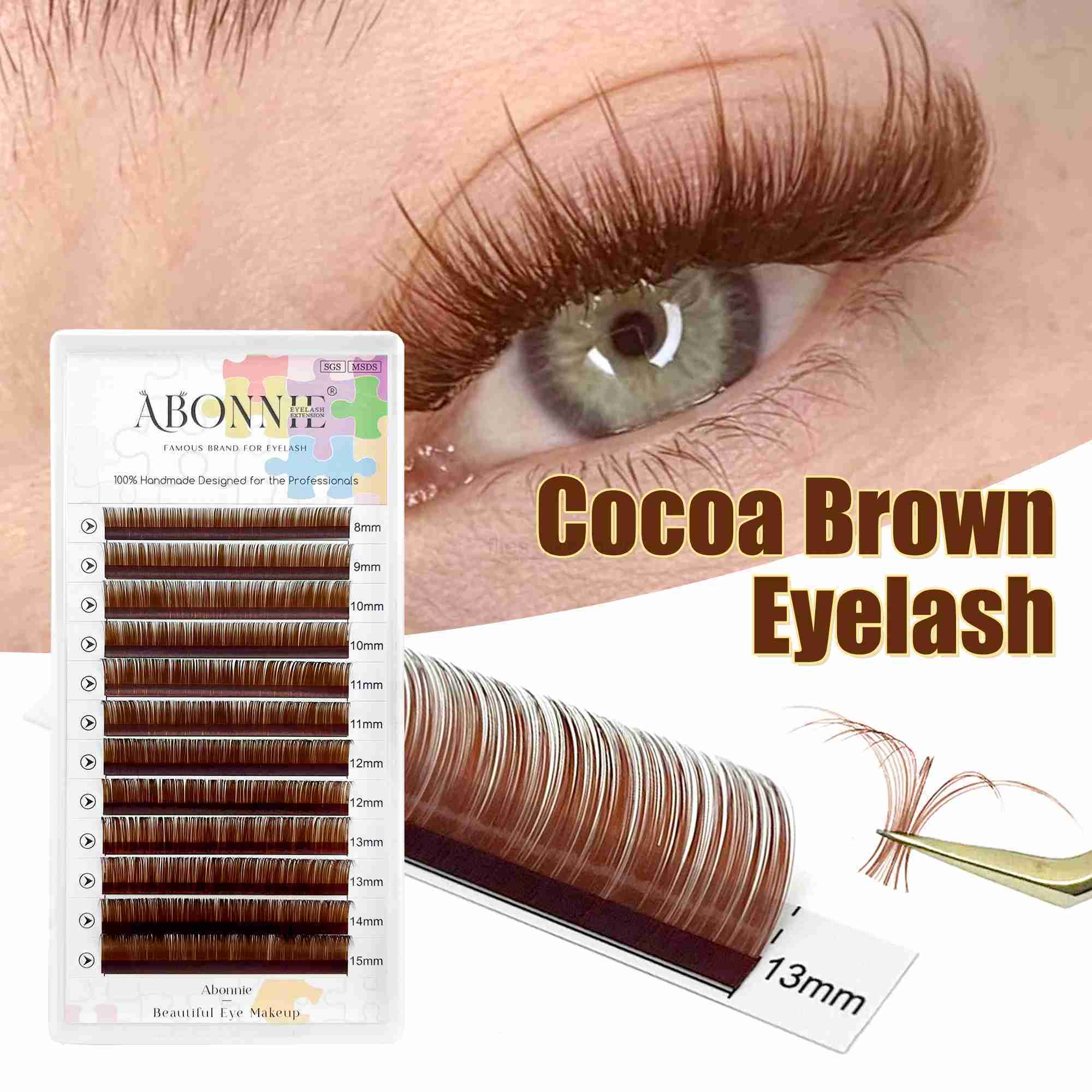 Abonnie 0.03mm Brown Personal Eyelash Extension Cashmere Soft Classic Dark Brown Eyelash Extension CC Brown Natural Eyelash W240803