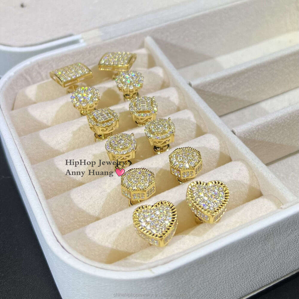 Gold Mossanite Studs Screw Back Solid Sier 15mm 5.8ctw VVS1 Round Cut Cluster wer Moissanite Dia Stud Earrings