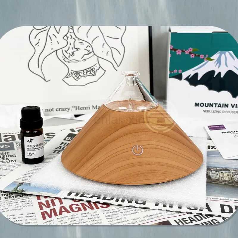 Waterless Nebulizing Essential Oil Diffuser USB Chargable Glass Aromatherapy Diffuser with Colorful LED Light for Home Office Y240803